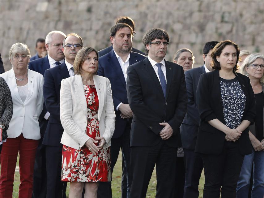 Forcadell, Puigdemont, Junqueras y Colau este domingo en Barcelona.