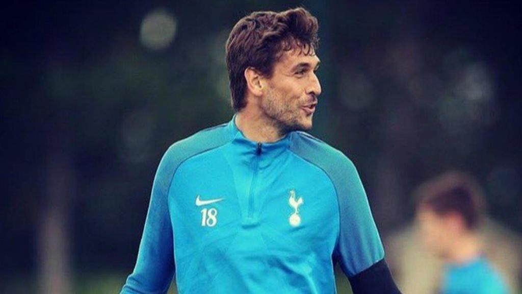 Fernando Llorente, en un entrenamiento con el Tottenham. Foto: Twitter (@llorentefer19)