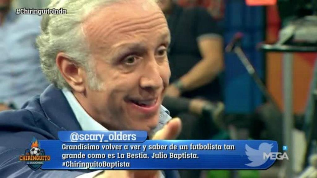 Inda, en El Chiringuito. Foto: Twitter (@elchiringuitotv)