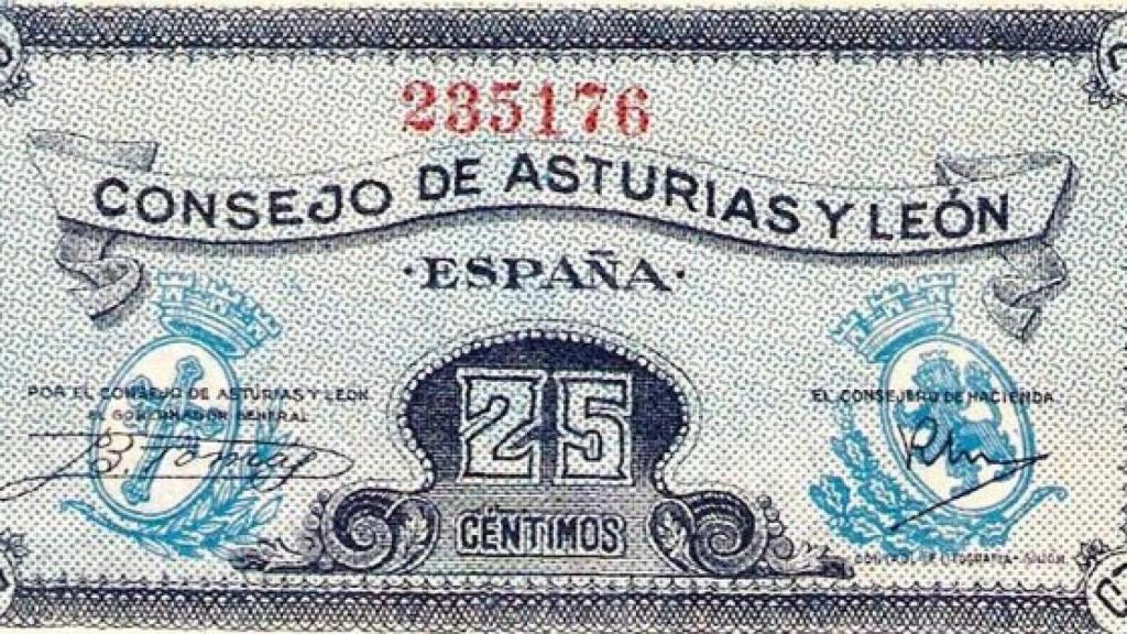 Billete impreso por el Consejo Soberano de Asturias y León
