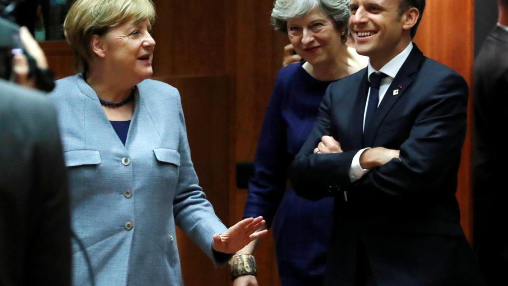 Merkel, May y Macron en la cumbre de Bruselas