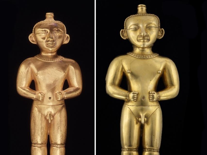 Copia (izquierda) y original (derecha) del Tesoro.