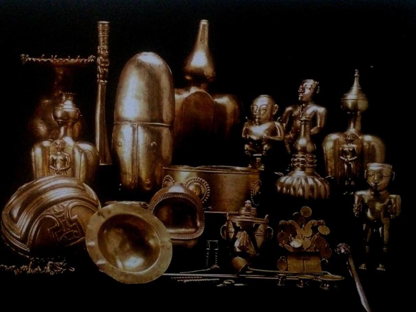 Copia del Tesoro de los Quimbaya que se guarda en la cámara del Museo de América.