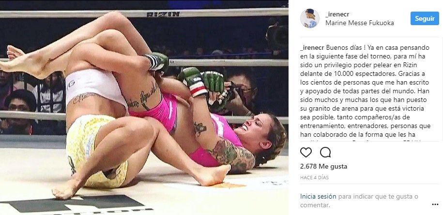 Irene Cabello en plena lucha. Foto Instagram (@_irenecr)