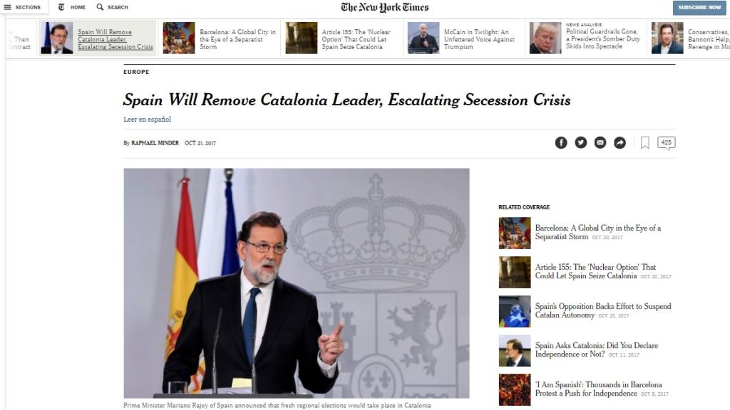 Artículo en la edición digital de The New York Times.