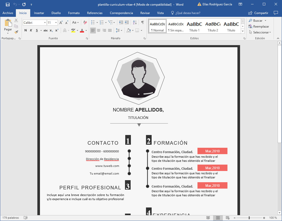 crear curriculum microsoft word plantilla