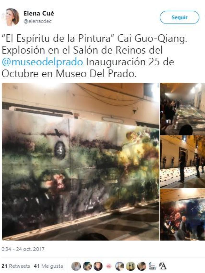 Tuit de Elena Cué en la noche de la última explosión en el Salón de Reinos.