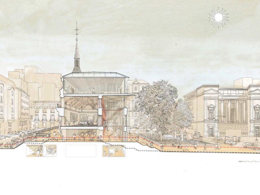 Vista del alzado que plantea la reforma del edificio, según obra de Norman Foster.