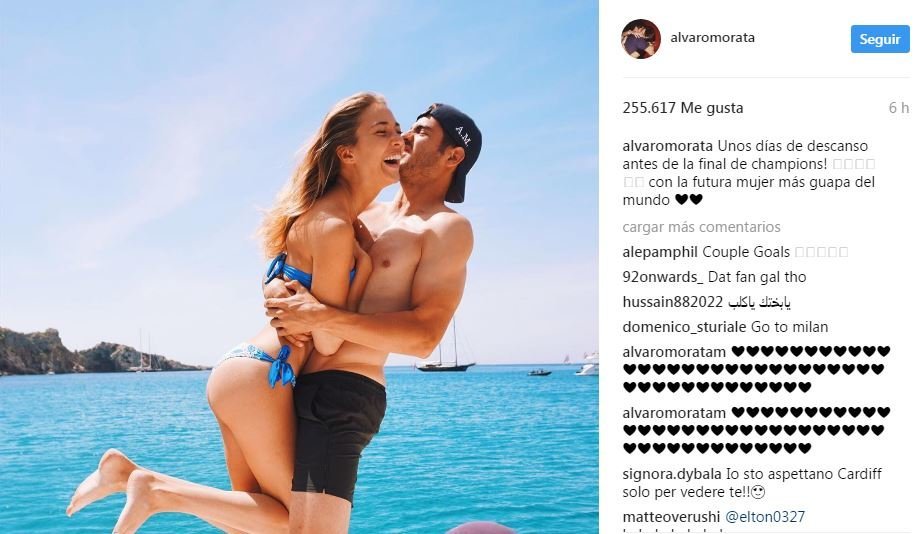 Álvaro Morata con Alice Campeloo. Foto: Instagam (@alvaromorata)