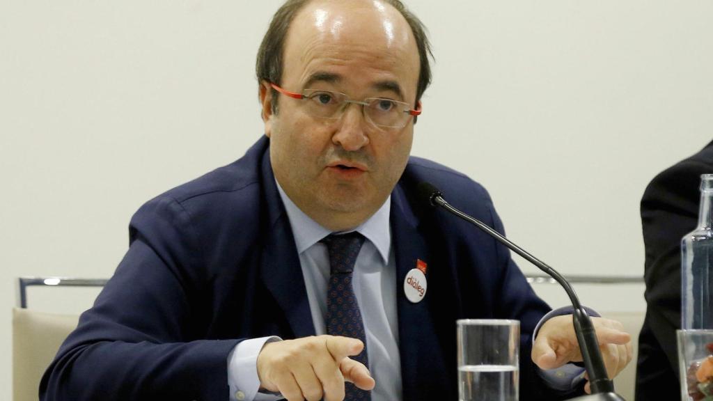 Miquel Iceta, este martes en una conferencia en el club Siglo XXI de Madrid.