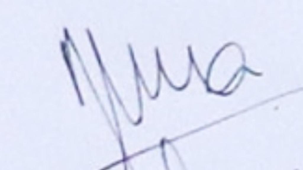 Firma que Anna Gabriel estampó en el documento de la independencia el 10 de octubre.