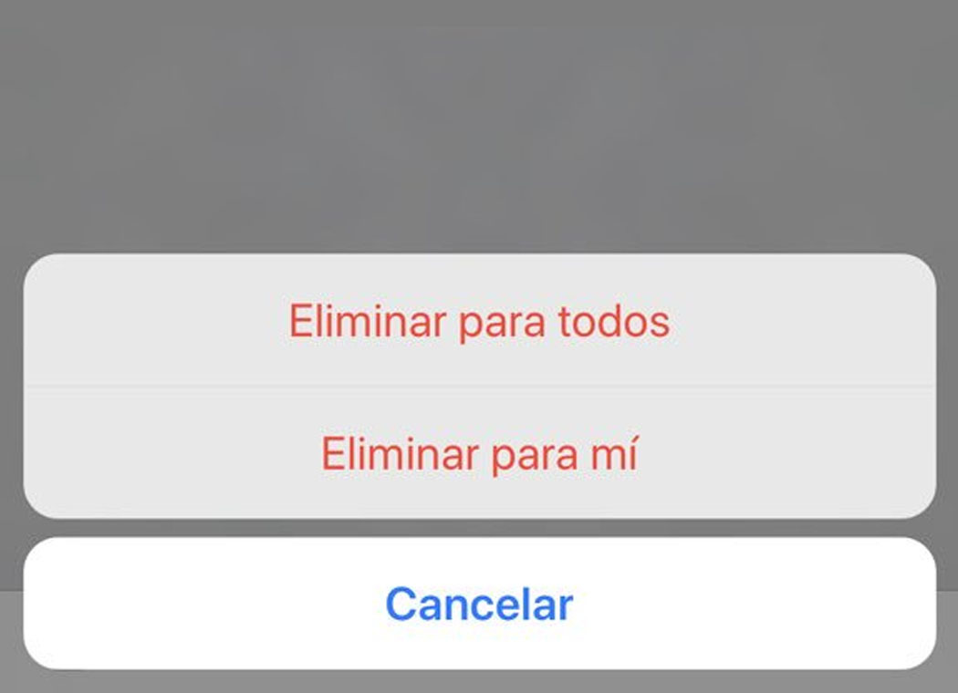 eliminar mensajes enviados whatsapp
