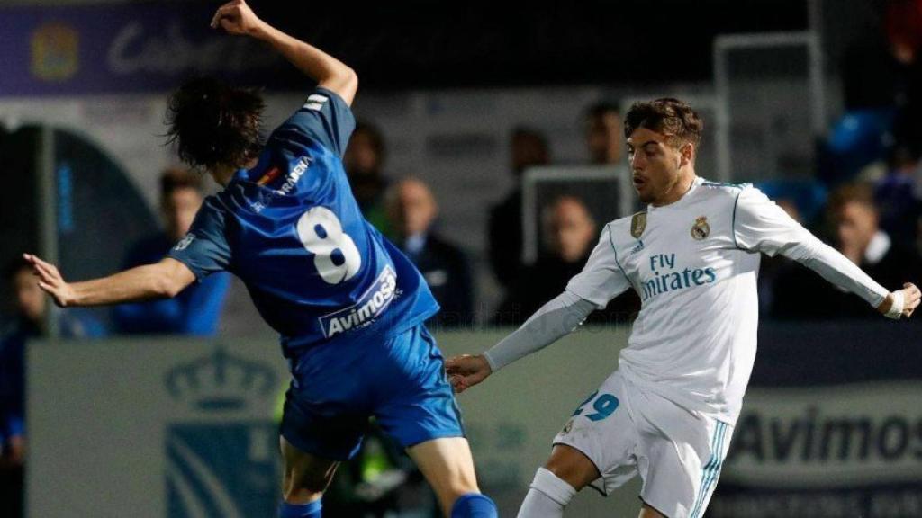 Franchu en su debut con el primer equipo del Real Madrid ante el Fuenlabrada