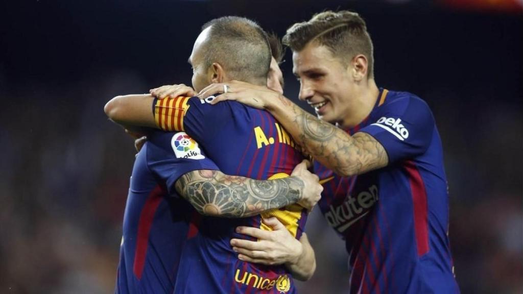 El Barcelona celebrando un gol ante el Málaga. Foto: Twitter (@FCBarcelona_es)