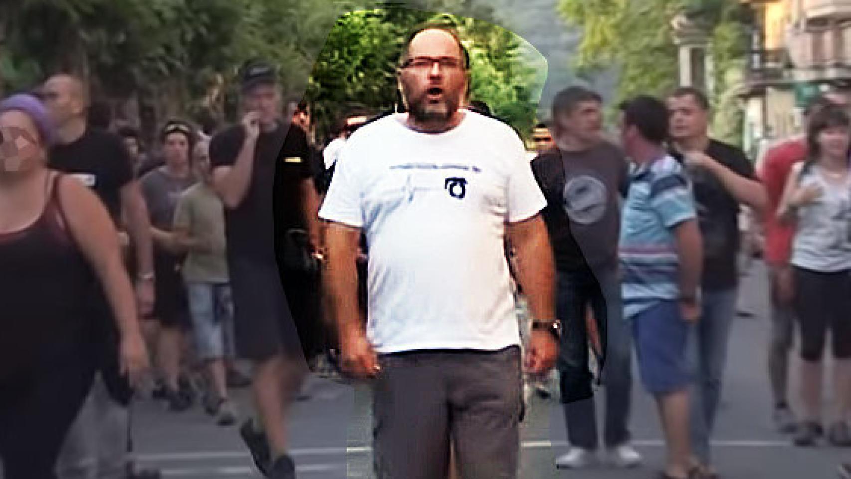 Fermín Sánchez, en una manifestación reciente contra la Guardia Civil en Exarri-Aranatz.