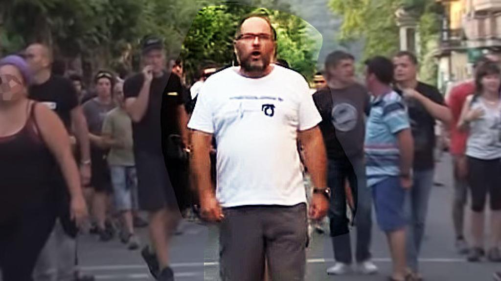 Fermín Sánchez, en una manifestación reciente contra la Guardia Civil en Exarri-Aranatz.