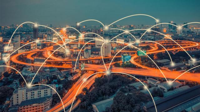 Ilustración de una ciudad conectada.