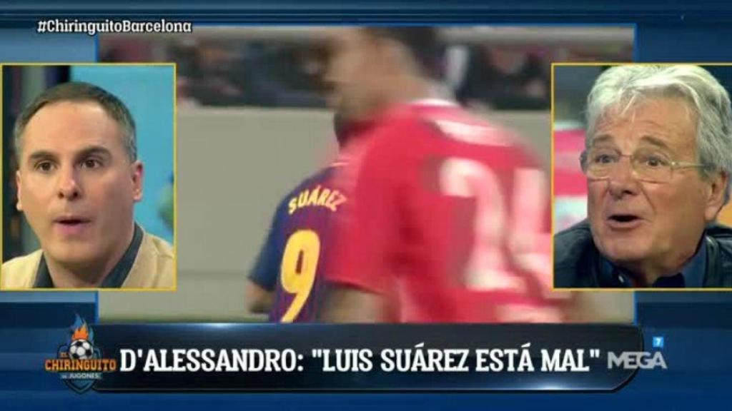 D'Alessandro y Manu Sainz, en El Chiringuito. Foto: Twitter (@elchiringuitotv)