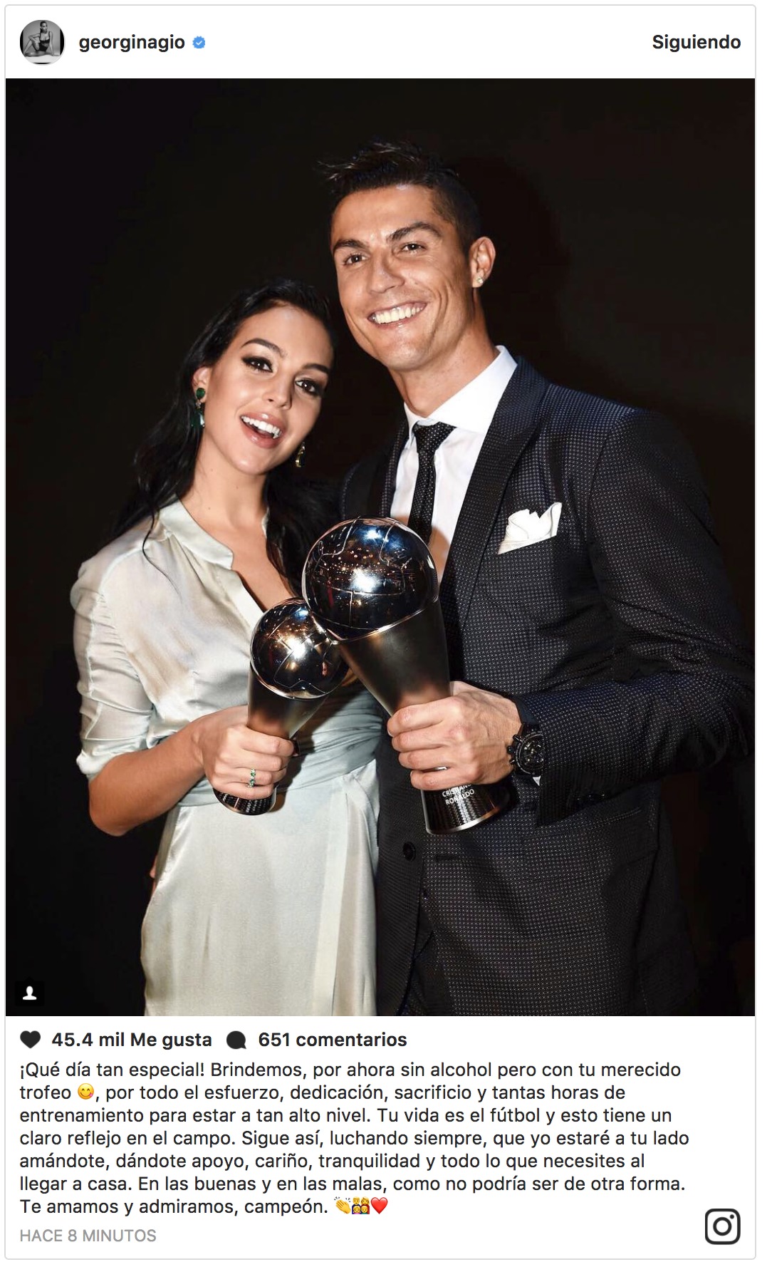 Mensaje de Georgina a Cristiano Ronaldo