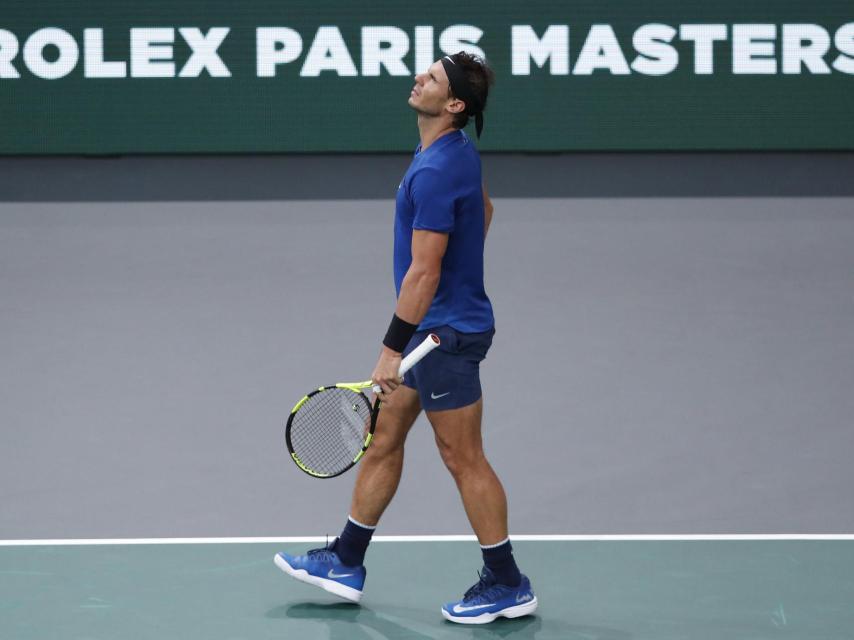 Nadal, lamentándose durante el partido con Cuevas.