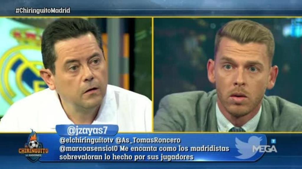 Tomás Roncero y Jota Jordi en El Chiringuito. Foto: Twitter (@elchiringuitotv)