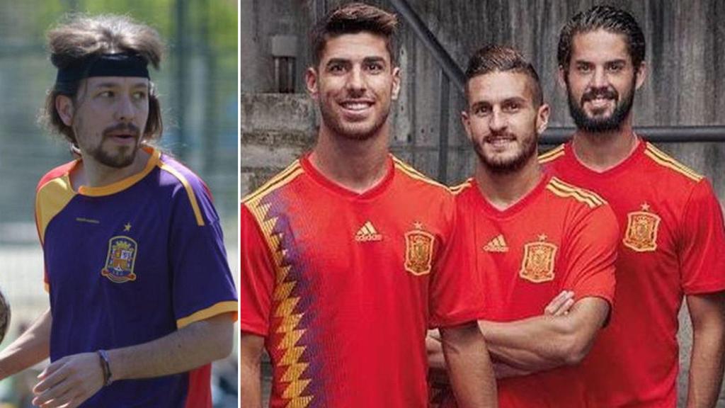 Iglesias con una camiseta republicana y el nuevo atuendo de la Selección.