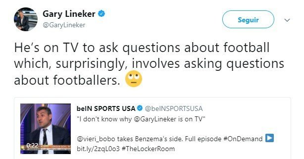 Enfrentamiento entre Vieri y Lineker por Benzema