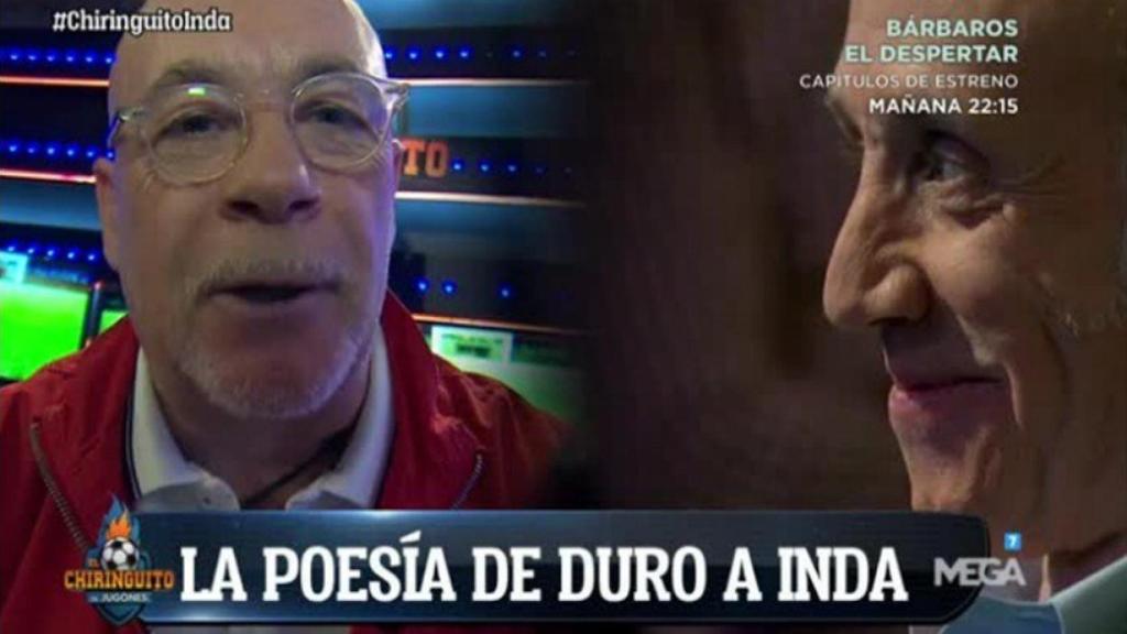 Alfredo Duro le dedica una poesía a Eduardo Inda. Foto Twitter (@elchiringuitotv)