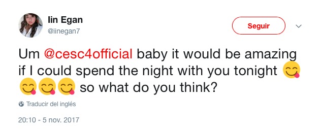 Las calabazas más románticas de Fàbregas a la proposición de una joven fan