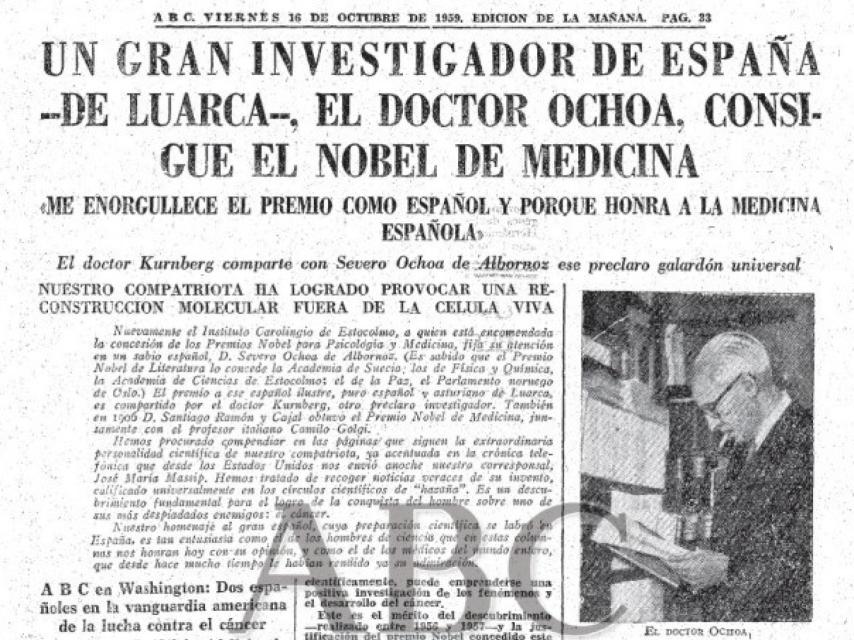 La portada del ABC esquivaba el cambio de nacionalidad del científico.