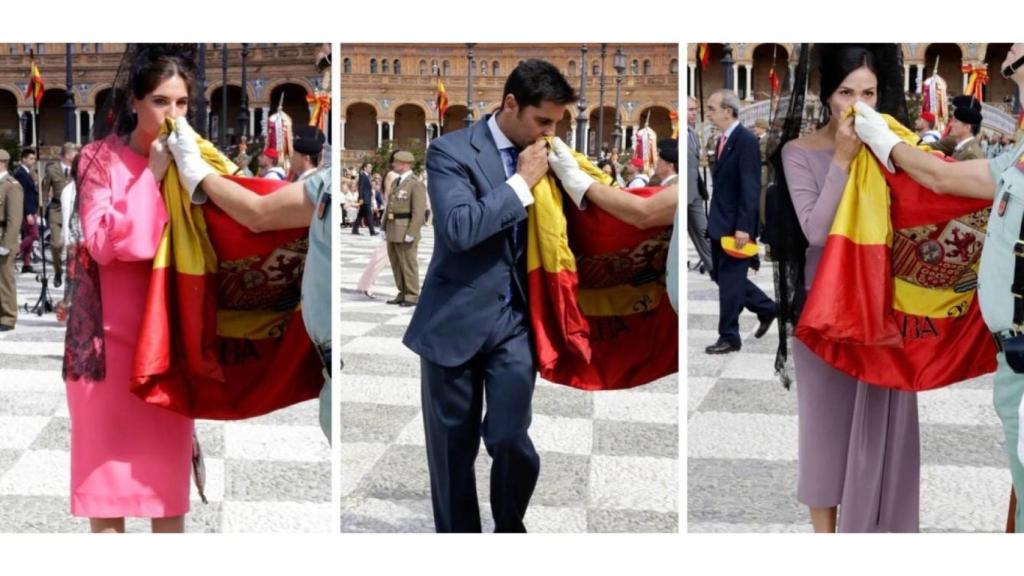 Lourdes Montes, Fran Rivera e Inés Sastre juran bandera.