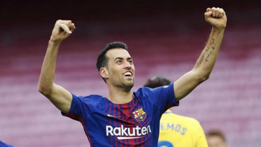 Busquets celebra un gol. Foto. Twitter (@ElTransistorOC)