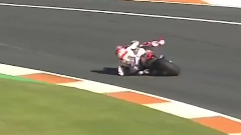 Marc Márquez, en el momento del susto.