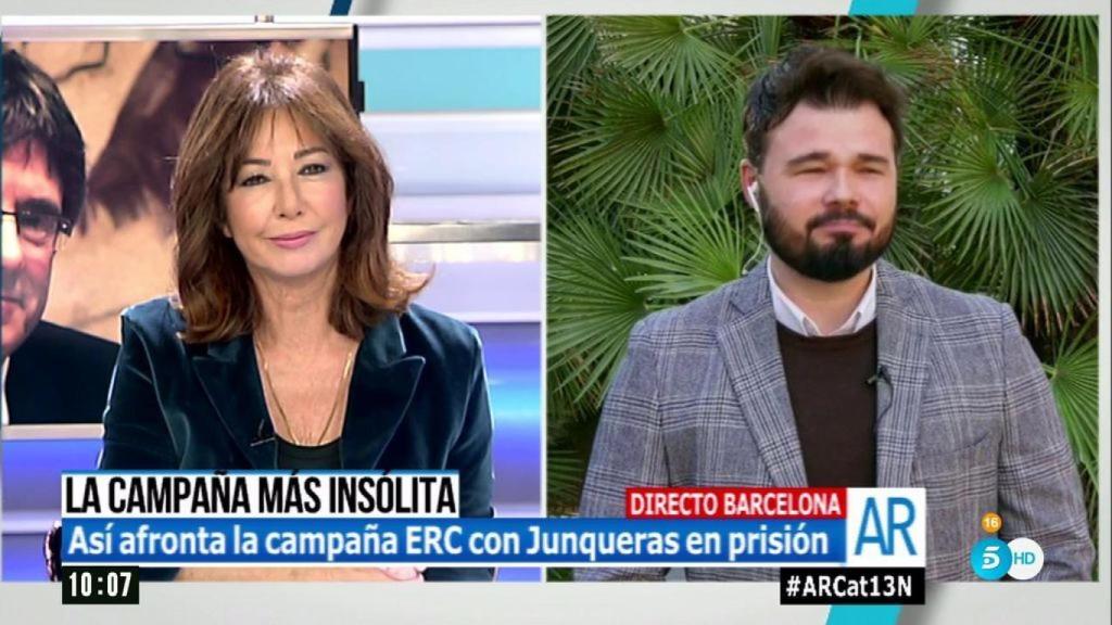 Choque entre Ana Rosa y Rufián: Tiene suerte de no haber vivido con Franco