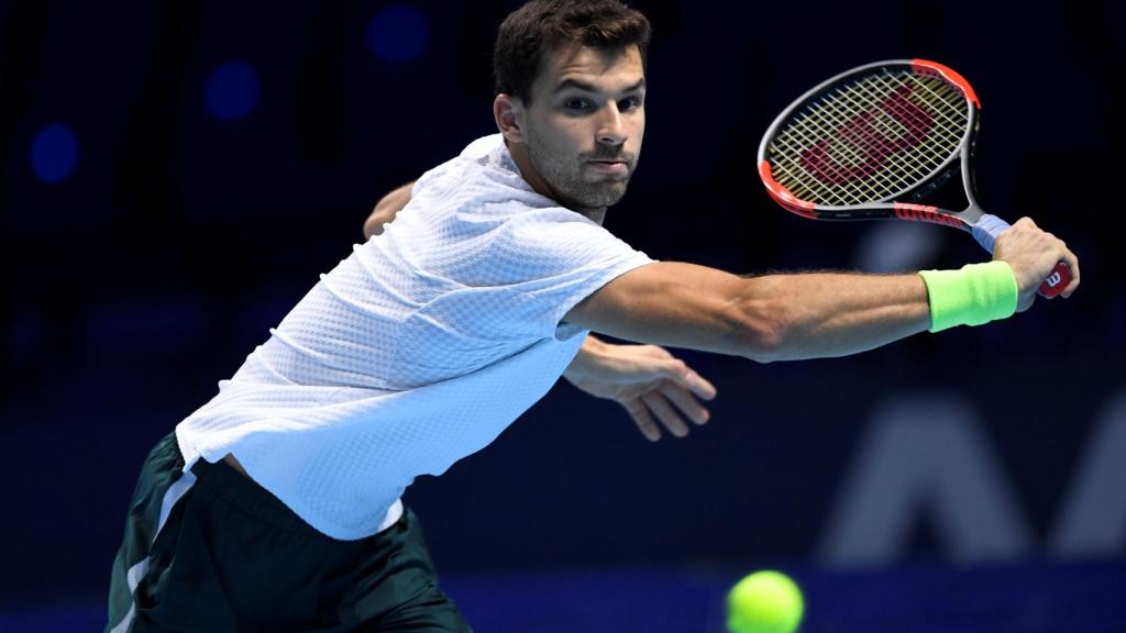 Dimitrov, durante un entrenamiento en Londres.