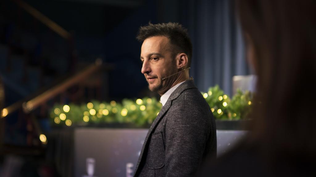 Alejandro Amenábar en la presentación del anuncio de la Lotería de Navidad.