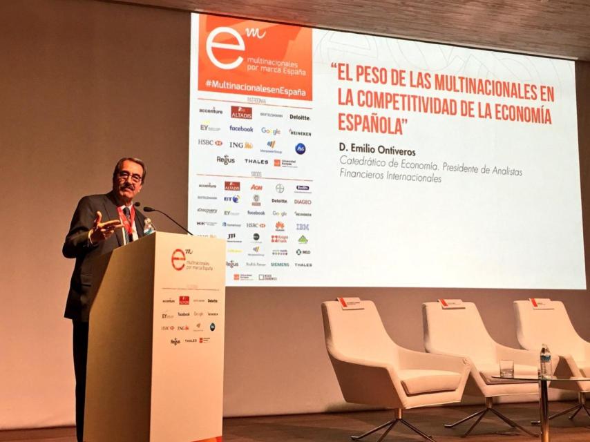 El catedrático Emilio Ontiveros, en el congreso 'Competitividad de la economía española. El papel de las multinacionales'.