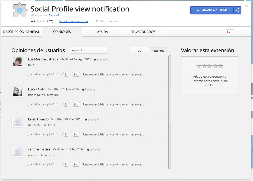 extension falsa visitantes facebook red social fake google chrome