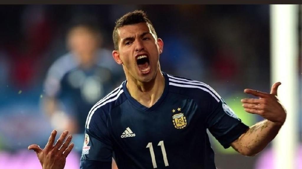 Agüero, con Argentina. Foto: afa.org.ar