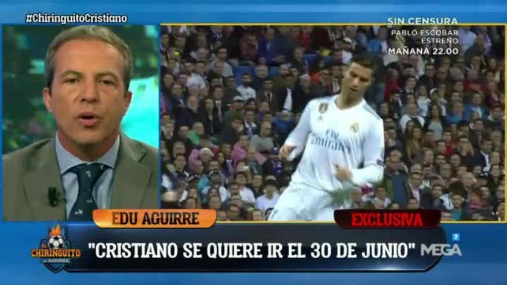 Cristóbal Soria hablando sobre la posible marcha de Cristiano. Foto: Twitter (@elchiringuitotv)
