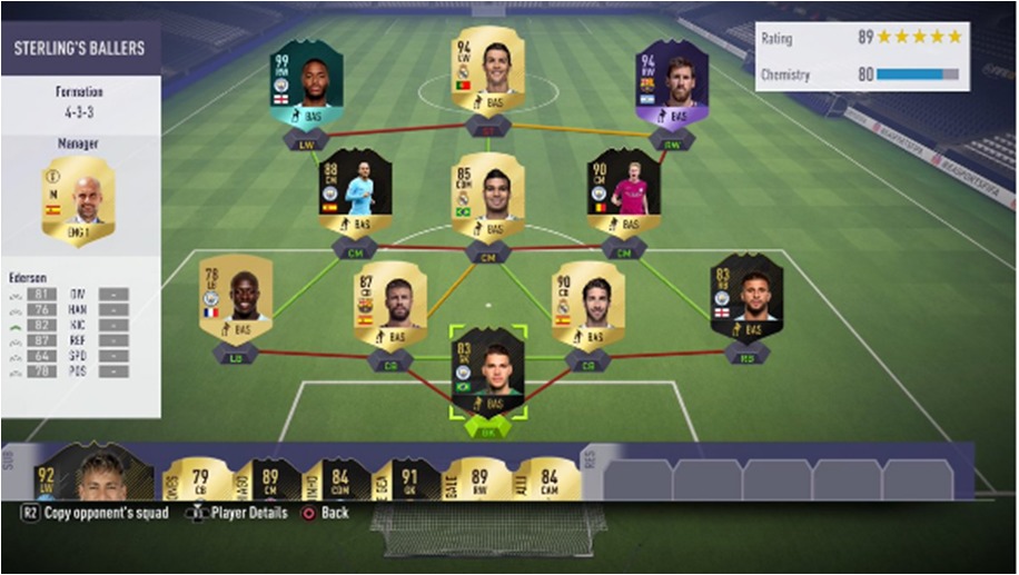 Once ideal de Sterling en el FIFA 18