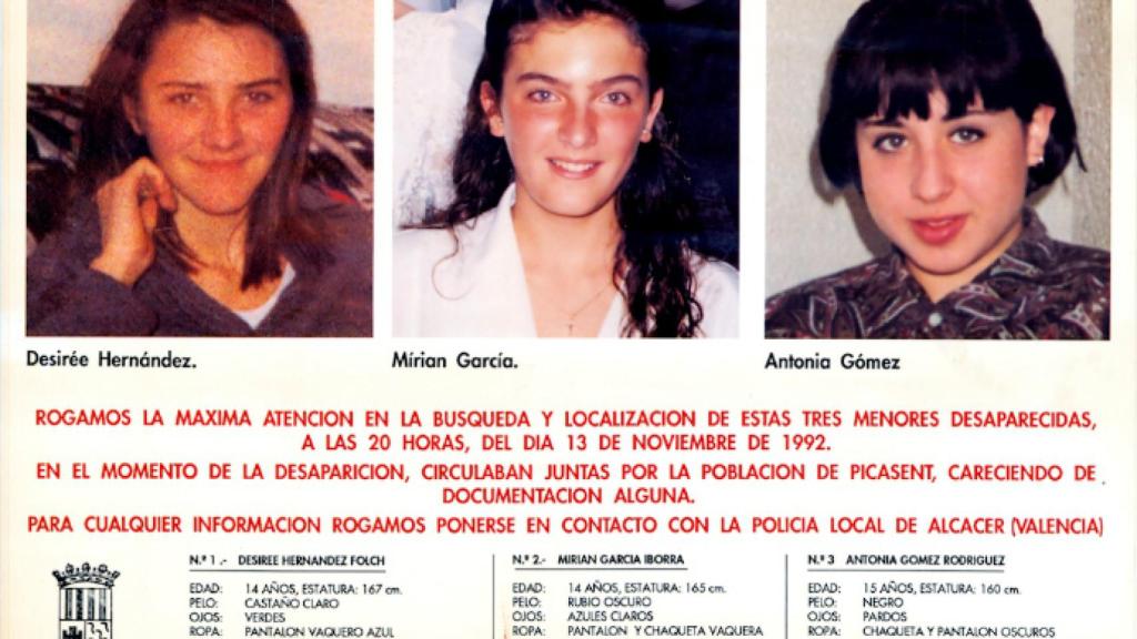 Cartel emitido por el Ayuntamiento de Alcásser en el momento de la desaparición