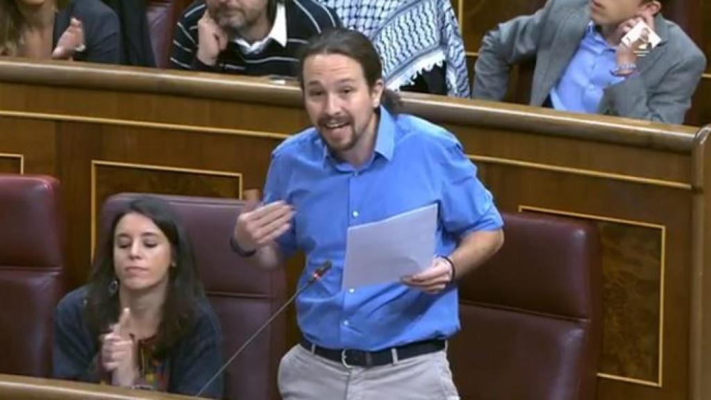 Pablo Iglesias durante su intervención en el Congreso