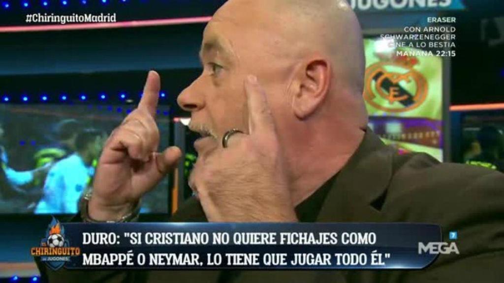 Duro, en El Chiringuito. Foto Twitter (@elchiringuitotv)