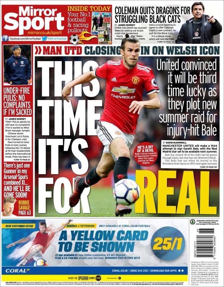 En Inglaterra insisten: el United pagará 112 millones por Bale