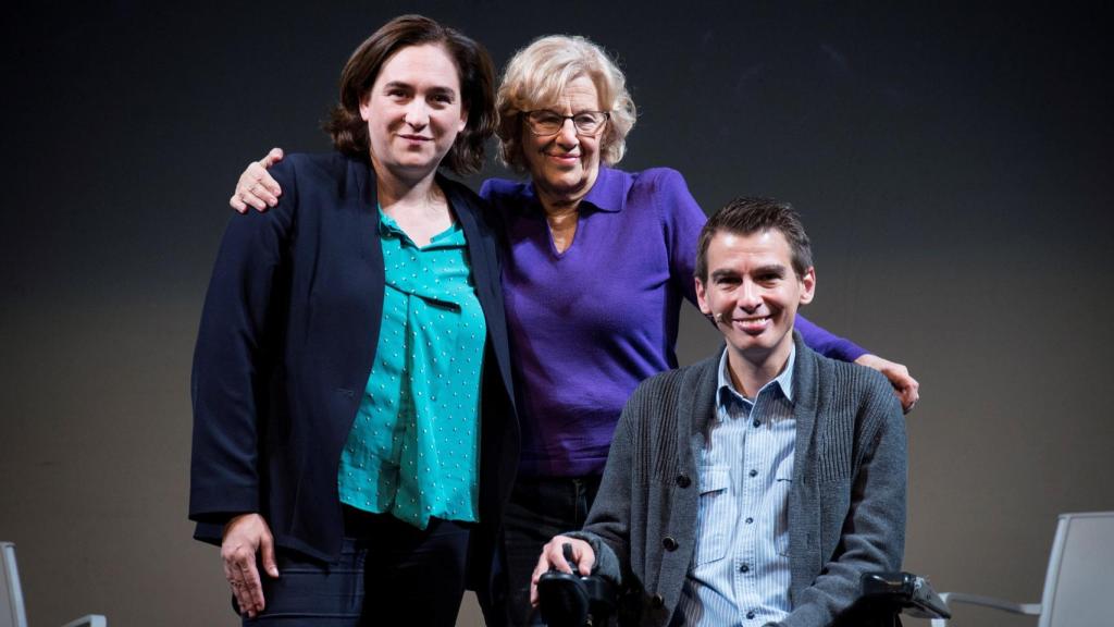 Colau, Carmena y Pablo Soto, concejal de Participación Ciudadana.