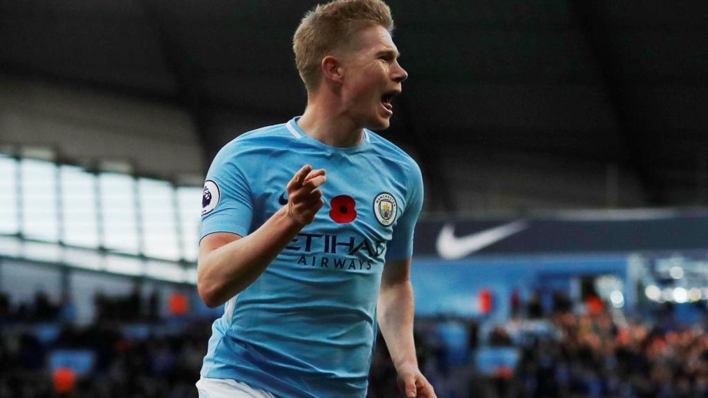 De Bruyne celebrando un gol con el Manchester City.