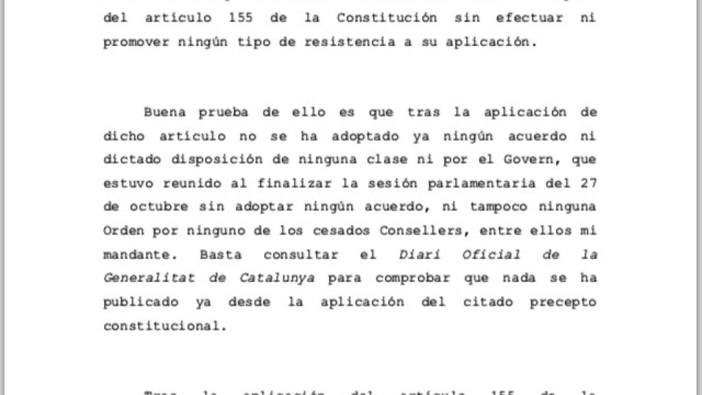 Fragmento del recurso presentado por los exconsejeros Rull y Turull.