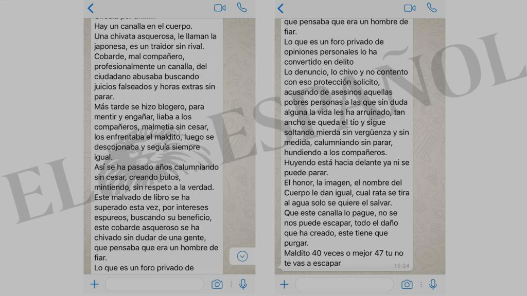 Este es el mensaje con el que se ha amenazado al policía que destapó los mensajes.