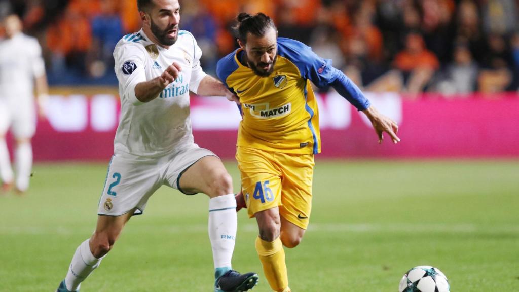 Carvajal, durante el partido ante el APOEL de Nicosia.